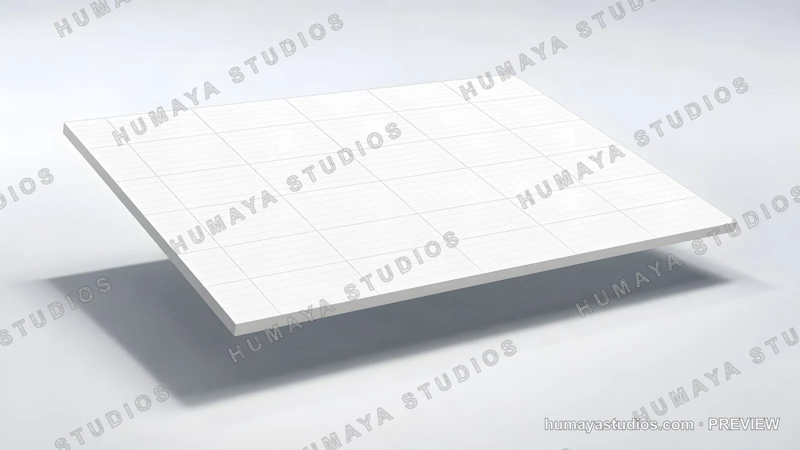 White Grid Paper Floating on Light Background
