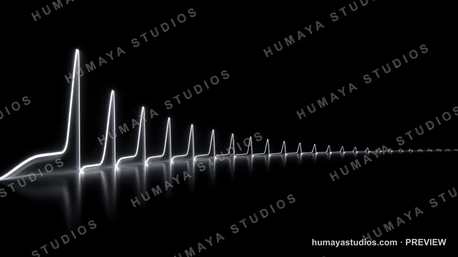 Glowing Heartbeat Monitor EKG Waveform on Black Background