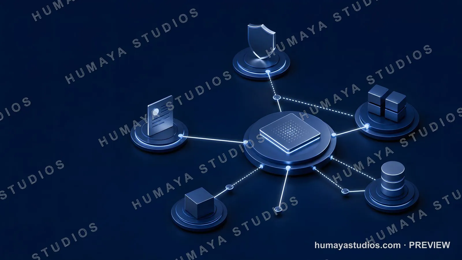 Central Processing Unit Connected to Digital Network Nodes