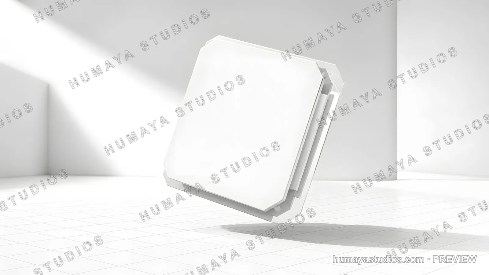 Floating White Tech Gadget Product Mockup in Minimalist Studio