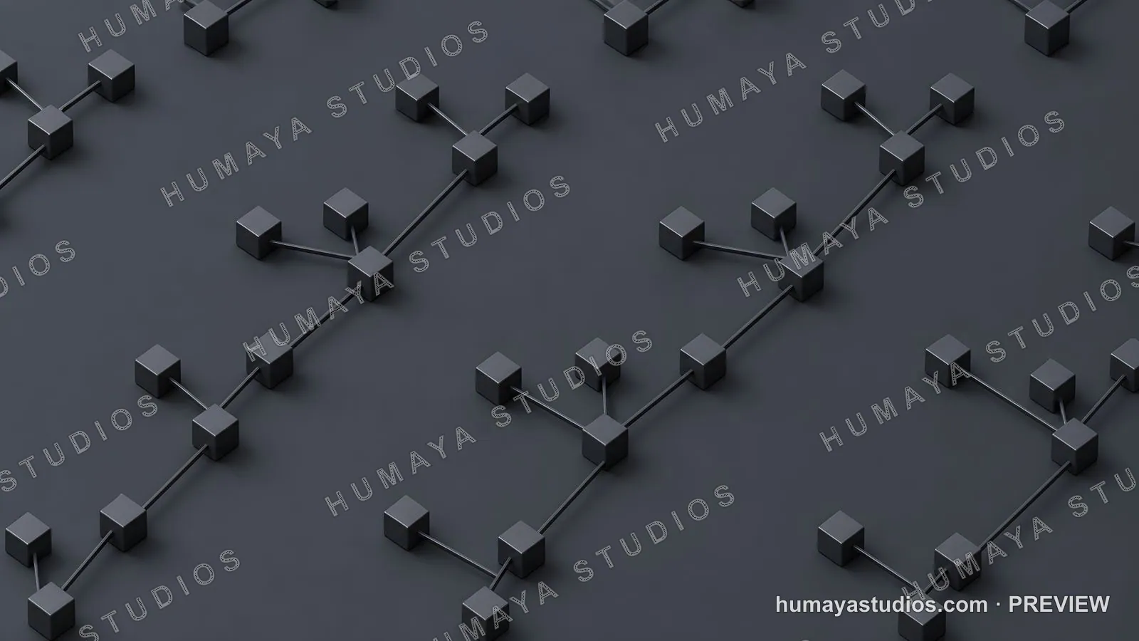 3D Render of Interconnected Blockchain Network Cubes