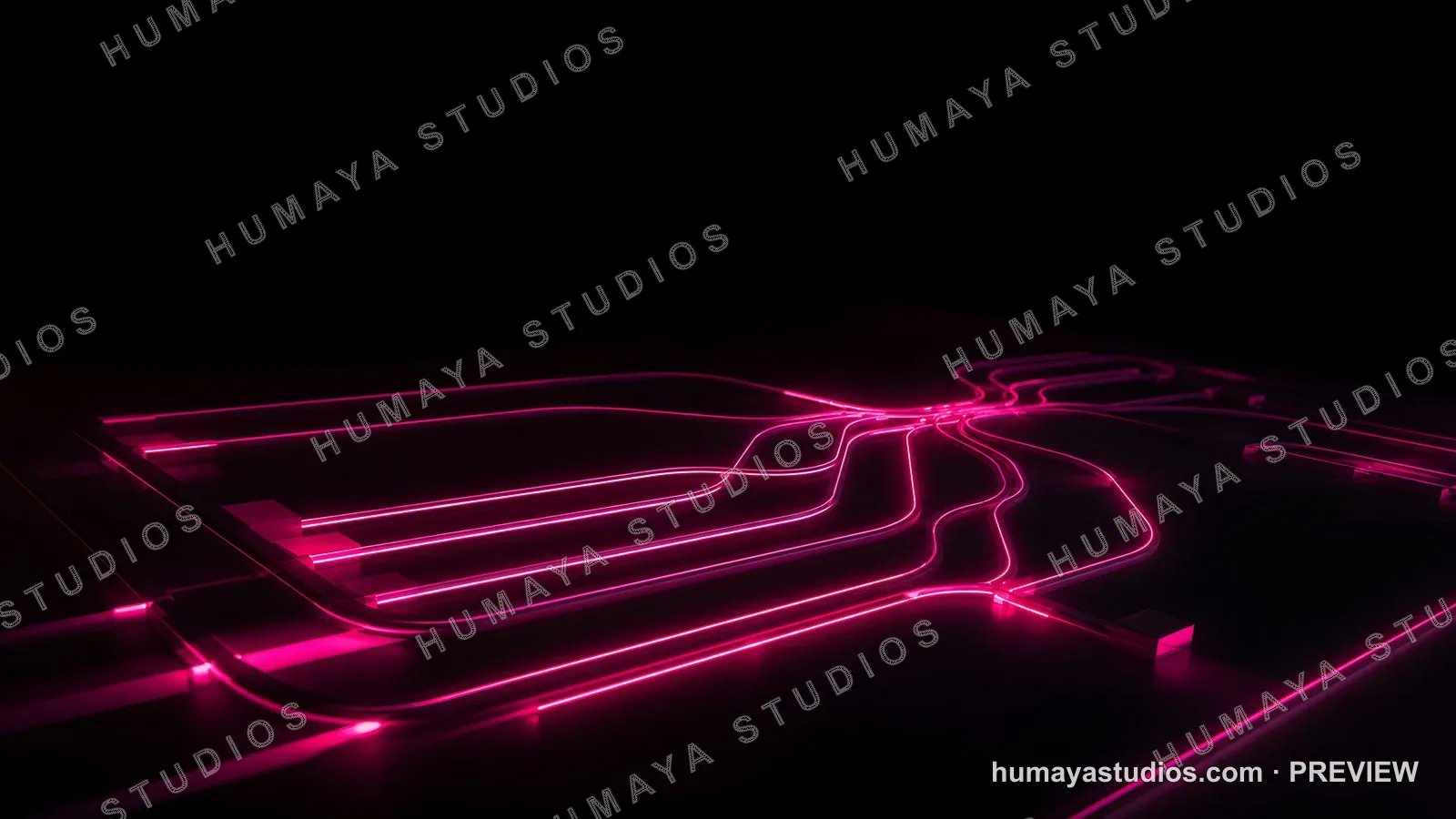 Neon pink fiber optic microchip circuit board illumination