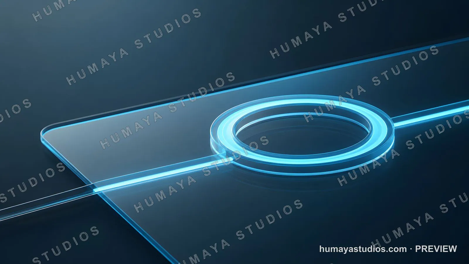 Futuristic Glass Microchip with Glowing Light Pathway