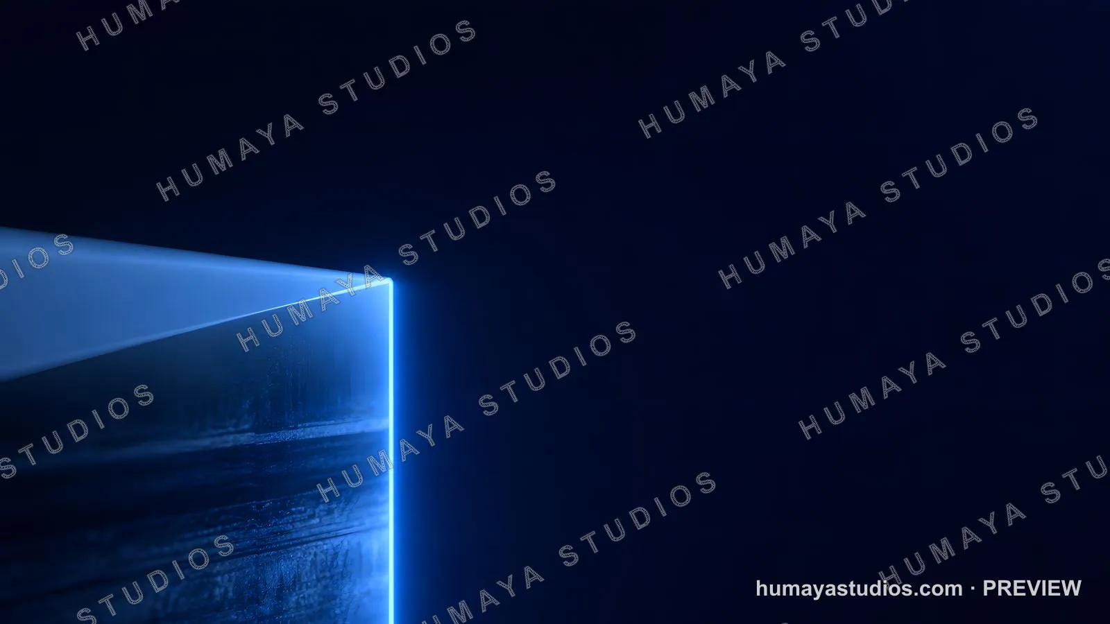 Neon Blue Glowing Edge Abstract Geometric Shape on Dark Background
