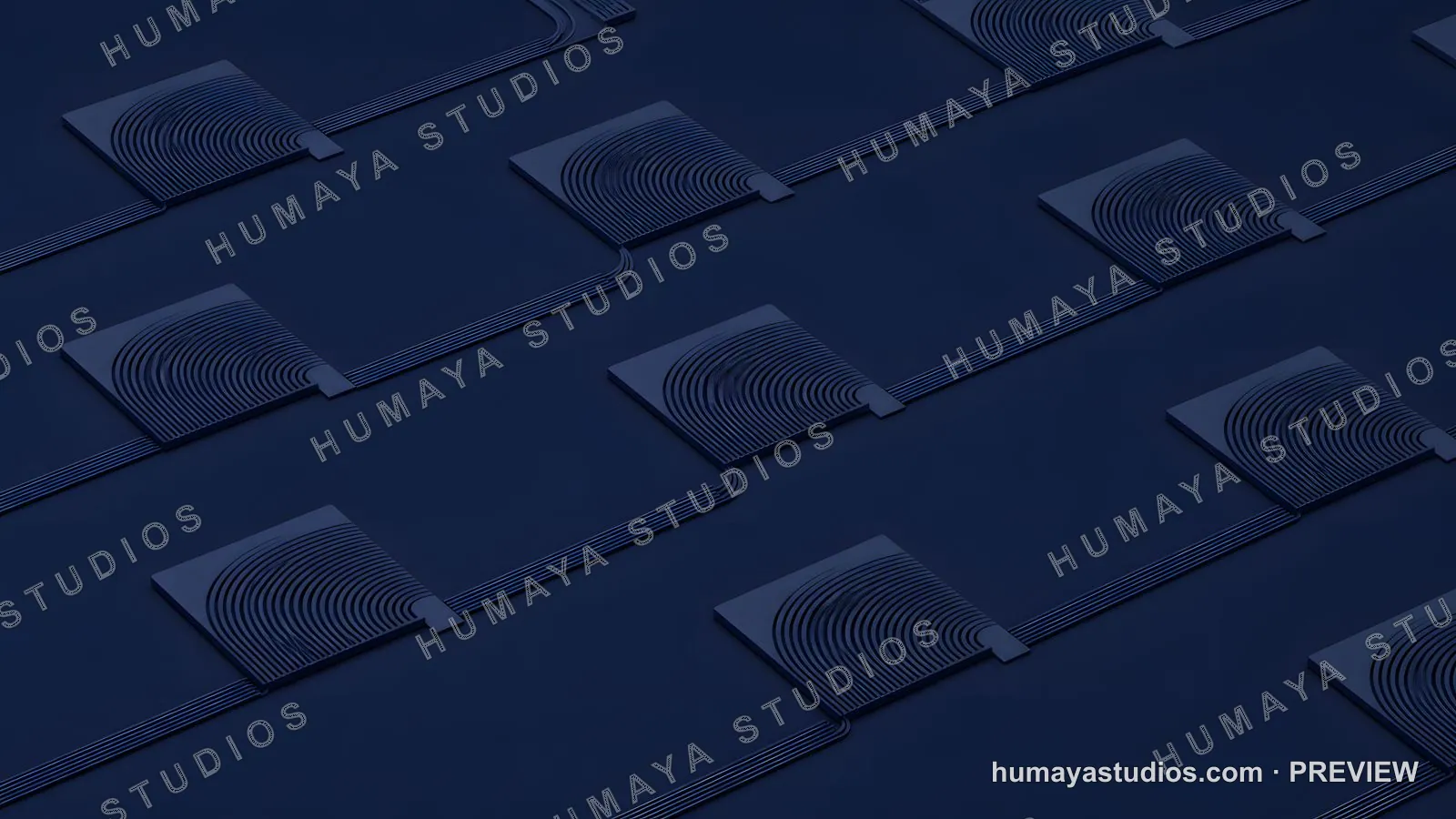 Isometric 3D Microchip Semiconductor Circuit Pattern on Dark Background
