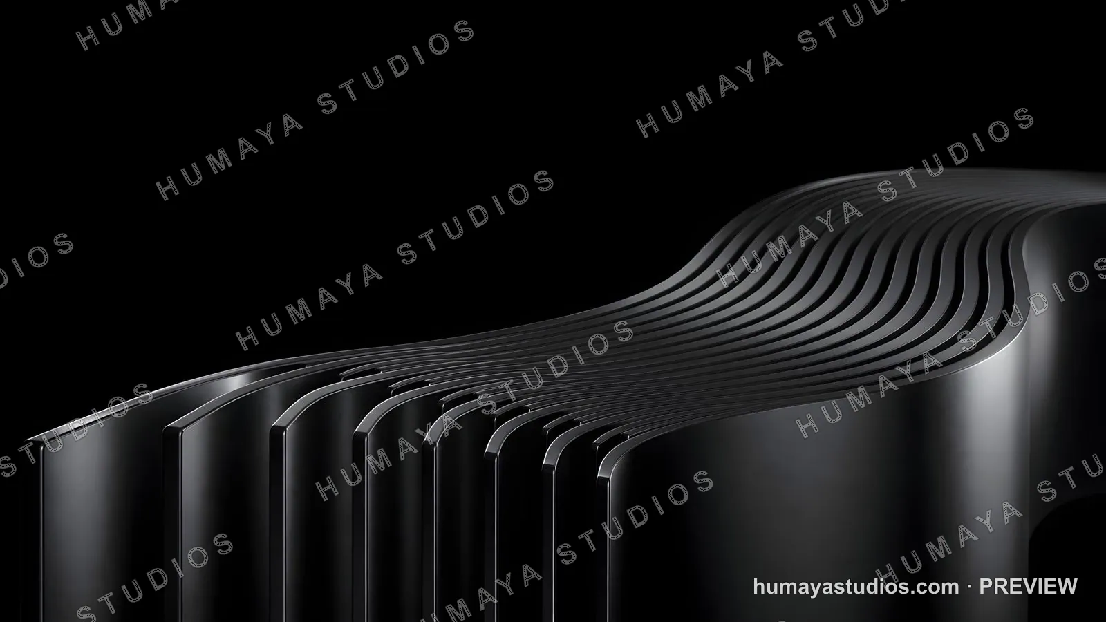 Modern Black Abstract Wave Architecture Sculpture Structure