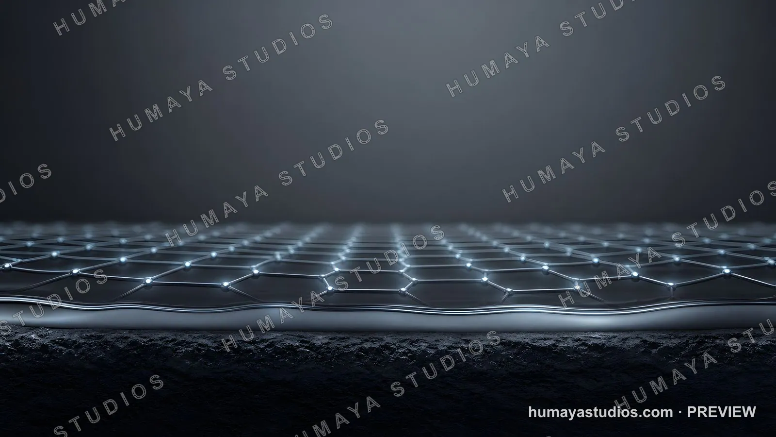 Graphene sheet molecular structure on dark surface background