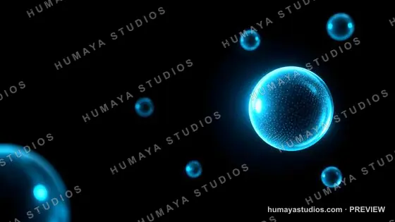 Glowing Blue Cells and Microscopic Organisms in Deep Space