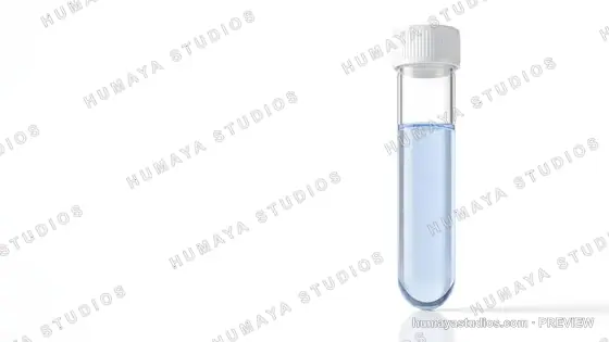 Glass Test Tube with Blue Liquid and White Cap Isolated on White