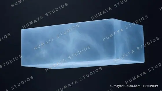 Glowing Blue Ice Block Floating in Dark Abstract Background