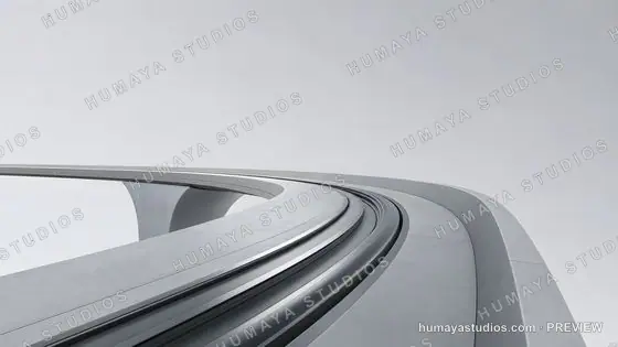 Futuristic Elevated Train Track Curve Minimalist Architecture