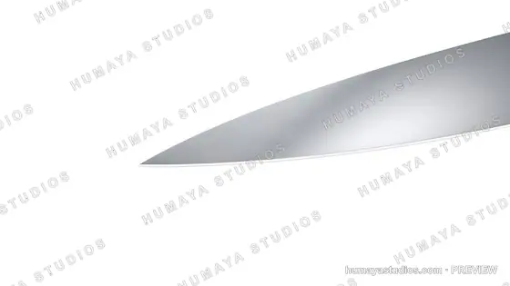 Sharp kitchen knife blade close up, macro steel edge