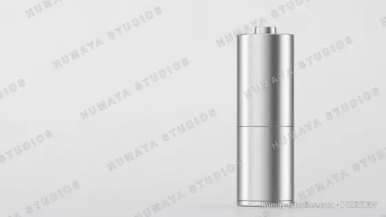 Metal cylinder battery mockup on white background