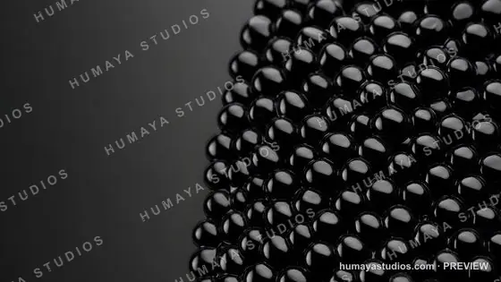 Close up of glossy black spheres texture abstract background