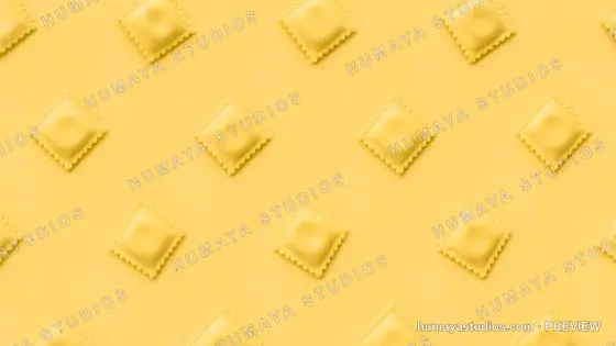 Ravioli Pasta Pattern on Yellow Background