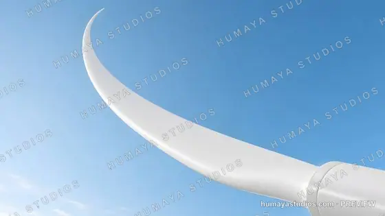 Wind Turbine Blade Sweeping Across Clear Blue Sky