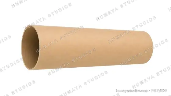 Brown Cardboard Paper Tube Isolated on White Background