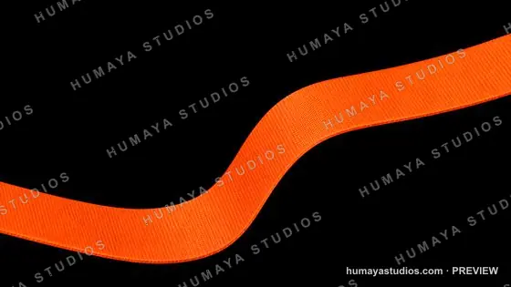 Vibrant Orange Woven Fabric Ribbon S Curve on Black Background