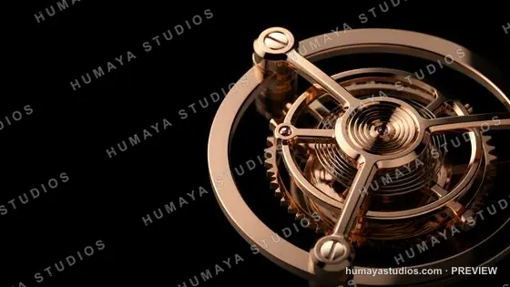 Rose Gold Mechanical Watch Movement Macro Shot