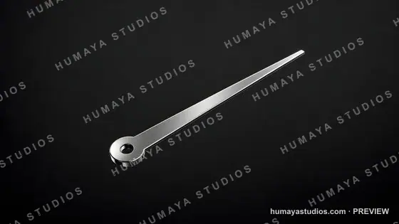 Polished Metal Clock Hand Pointer on Dark Background