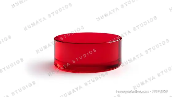 Red glass cylinder pedestal on a white background