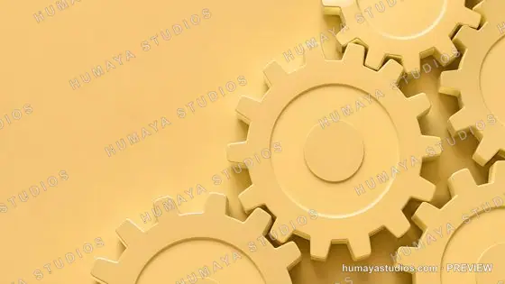 Yellow Gears and Cogs Mechanism on Background