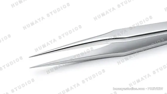Close-up of precise metal tweezers for laboratory and watchmaking
