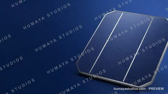 Monocrystalline Solar Cell on Blue Background