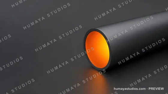 Glowing Orange Light Inside a Dark Gray Cylinder Tube