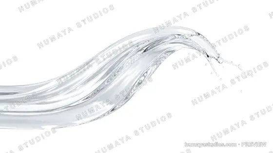 Dynamic crystal clear water splash wave isolated on white background