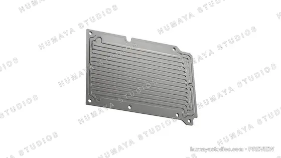 Metallic liquid cooling plate with microchannel fins