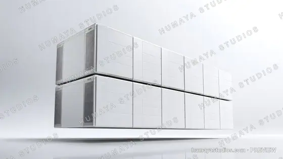 Modular Battery Energy Storage System Pods Floating in White Space