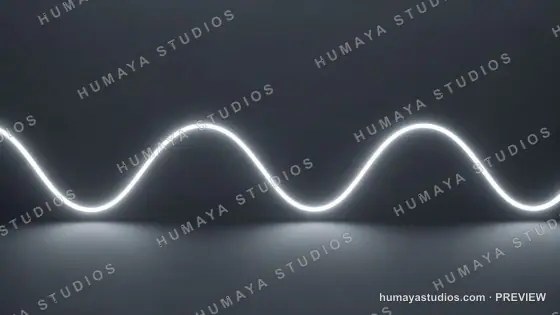 Glowing neon sine wave light curve on dark background
