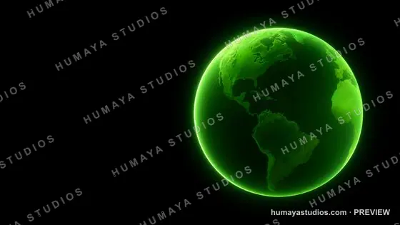 Glowing green earth globe in space background, digital art concept