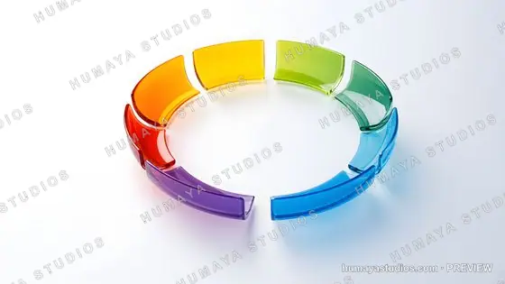 Glass Color Wheel Spectrum of Curved Transparent Segments
