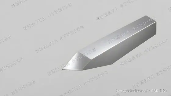 Polished steel metal bar with sharp pointed chisel tip 3D render