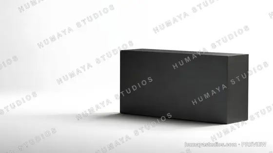 Modern Black Box Podium on White Minimalist Studio Background