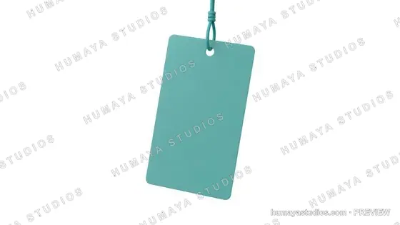 Turquoise Pricing Tag Mockup Hanging Isolated on White Background