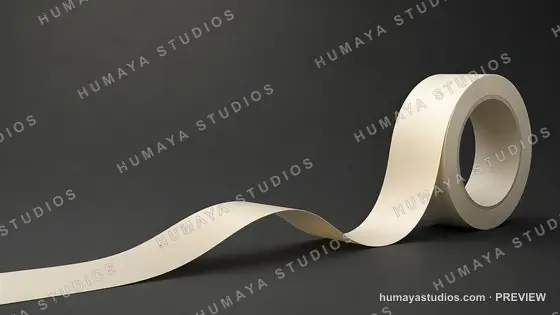 Masking tape roll unrolling on black background