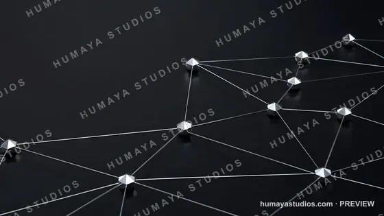 Futuristic silver neural network node structure background