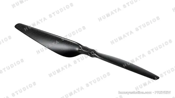 Carbon fiber drone propeller isolated on white background