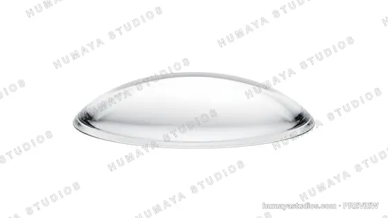 Glass Dome Lens Transparent Optical Element Isolated on White
