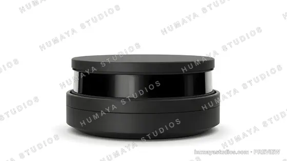 Black lidar sensor for autonomous vehicles isolated on white