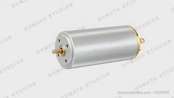 DC Electric Motor with Metal Shaft on White Background