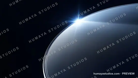 Futuristic Planet Horizon with Bright Star Flare in Space