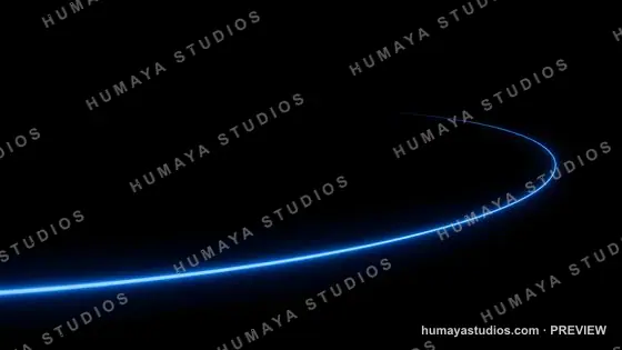 Glowing blue neon light curve on black background