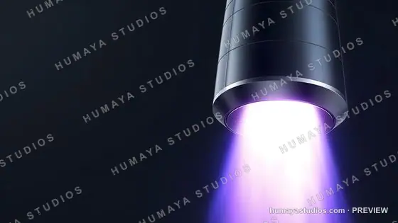 Futuristic propulsion engine emitting powerful ultraviolet plasma beam