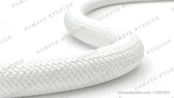 White Braided Rope on White Background