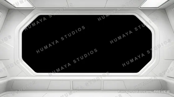Futuristic Spaceship Observation Window with Black Viewport
