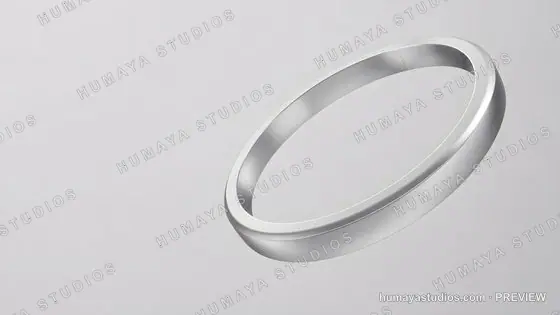 Silver ring floating on a plain grey background